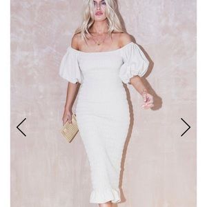 Jojo Dress by Never Fully Dressed in beige